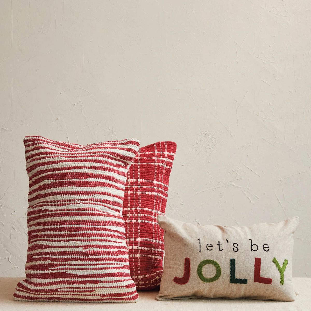 Red & White Hand-Woven  Lumbar Pillow — alternate view 3