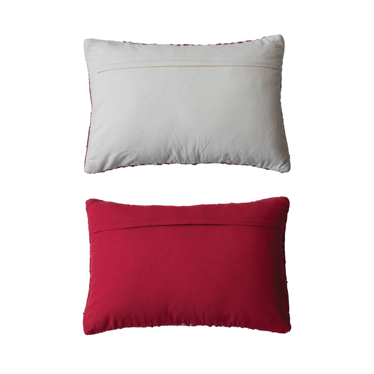Red & White Hand-Woven  Lumbar Pillow — alternate view 4