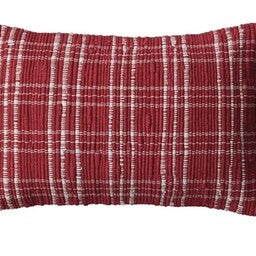 Red & White Hand-Woven  Lumbar Pillow