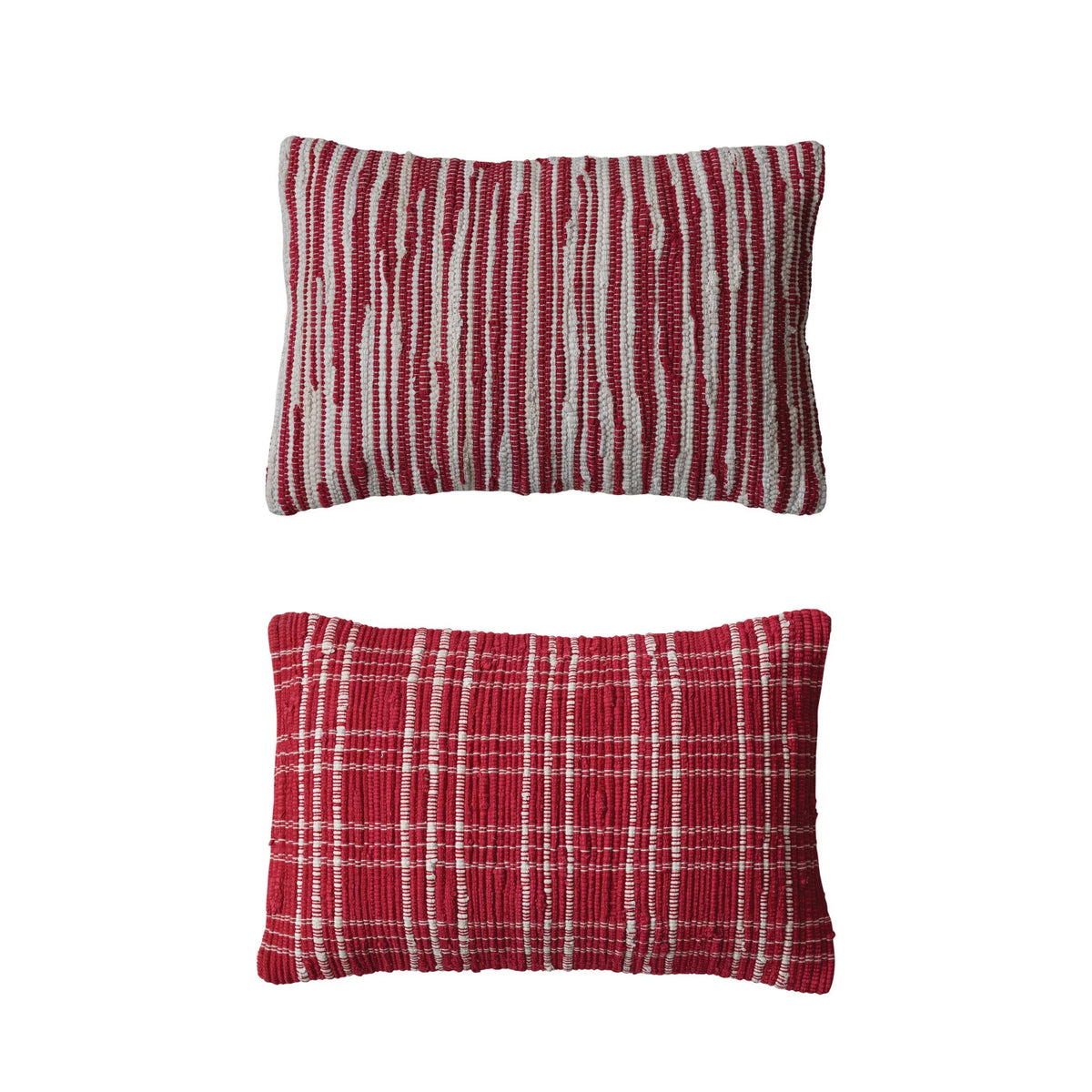 Red & White Hand-Woven  Lumbar Pillow — alternate view 5