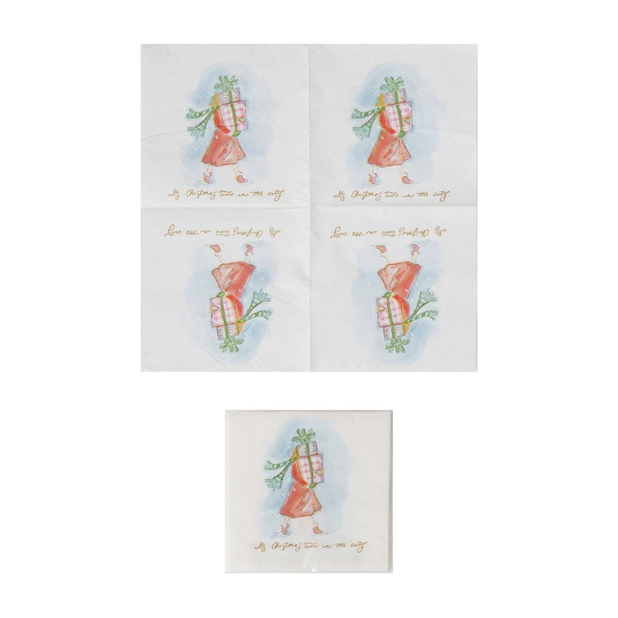 Paper Cocktail Napkins w Holiday Girl — alternate view 2