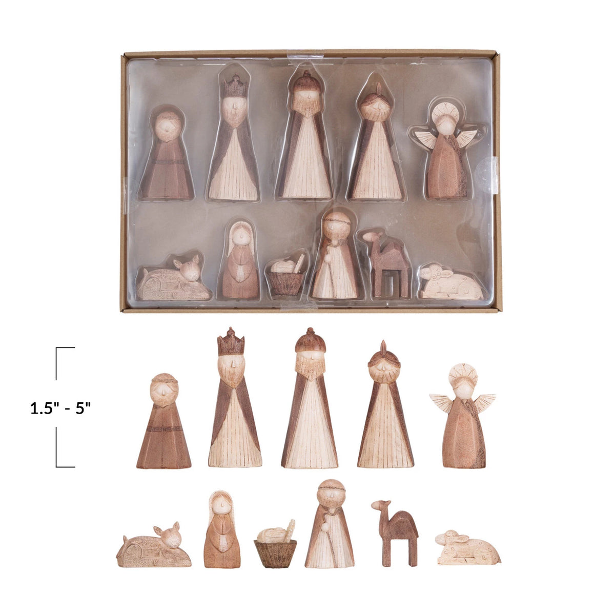Set of 11 Wood Finish Resin Nativity Boxed Set — alternate view 3