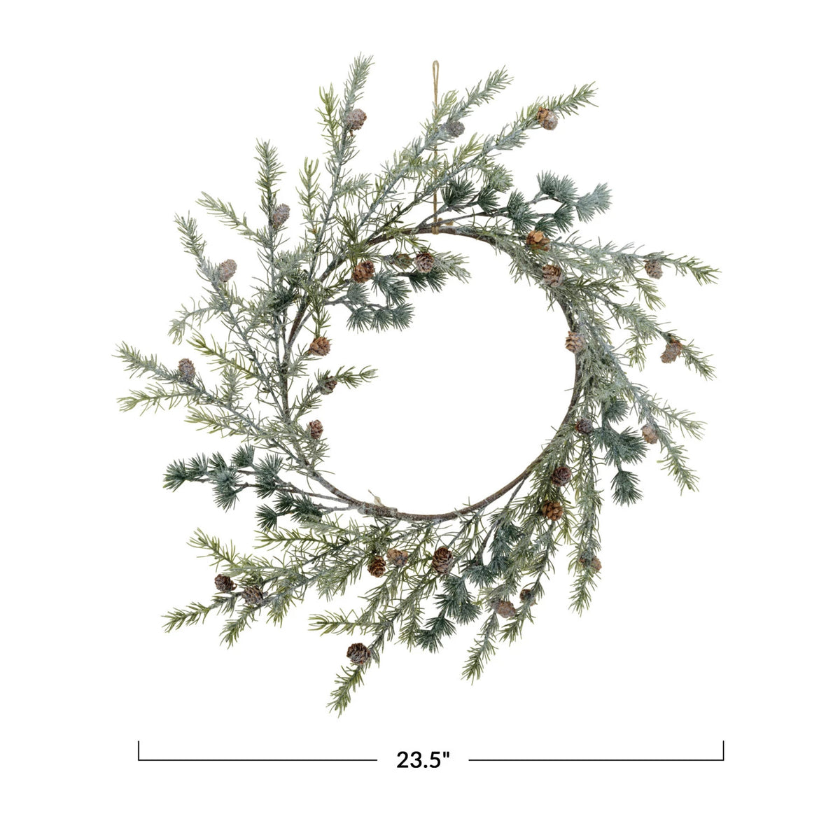 Faux Spruce Wreath With Natural Pinecones, Frost Finish — alternate view 3