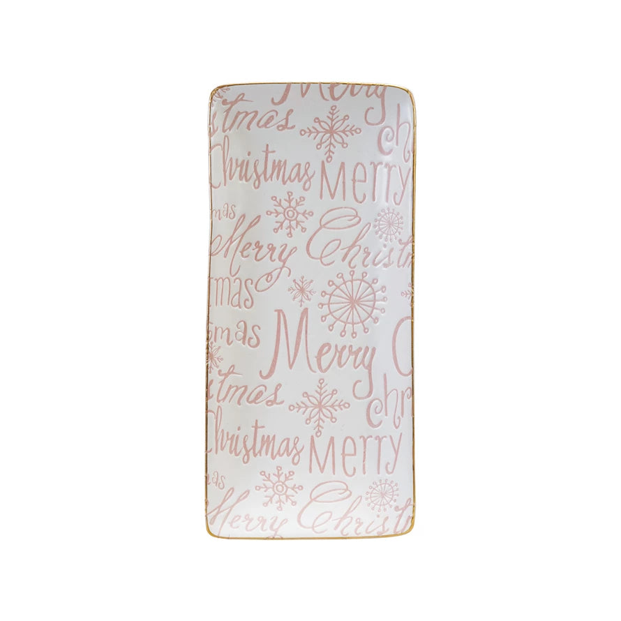Merry Christmas Stoneware Tray